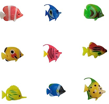 DeryArcle 30pcs Kunststoff Künstliche Schwimmende Fische,Lebensechte Bewegliche Fische, Simulation Tropische Fisch Floating Fish für Aquarium Fischtank Dekorationen Party Geschenk(Zufälliger Stil)
