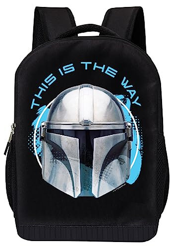 STAR WARS Officially Licensed Backpack For Boys Durable Polyester Laptop Sleeve Adjustable Straps 17 H x 12 W x 6 D, This is the Way, L, Star Wars Backpack