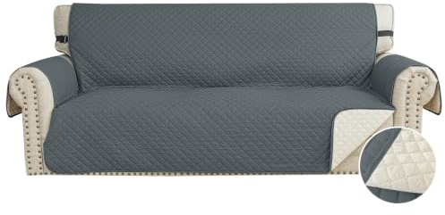 CYCMACO Wasserdicht Sofa Überzug rutschfest 3 Sitzer, Dunkelgrau | Couch Bezug Haustier Katze Hunde, Sofaschoner Rutschfest, Universal Couchüberzug Waschbar, Sofa Covers Mit Armlehnen