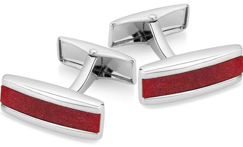 LINDENMANN Manschettenknöpfe Herren rot im Geschenketui für Business oder Hochzeit