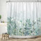 ASDCXZ Blätter Duschvorhang 180x200 cm, Frühling Einfachheit Grün Blau Eukalyptusblätter Weiß Bad Waschbar Duschvorhänge Polyester Textil Wasserdicht Badevorhang für Badewanne mit 12 Haken