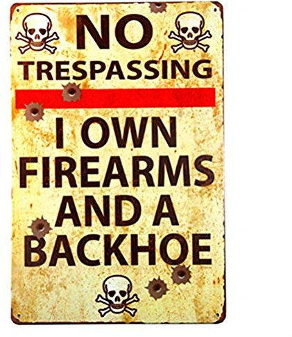 Q39 Metallschild mit Aufschrift No Trespassing Firearms and A Bagger, Retro-Look, Wandschild, 20,3 x 30,5 cm