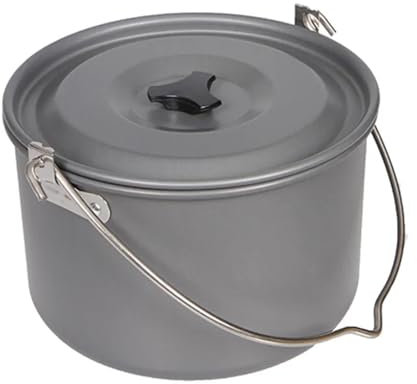 4,2/8L Outdoor Geschirr Picknick Kochtopf Große Kapazität Aluminium Legierung Hängen Topf Wasserkocher Mit Mesh Tasche for Lagerfeuer Topf (Color : 8L)