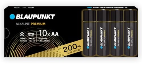BLAUPUNKT Premium AA Alkalibatterien Packung mit 10, am besten für Gamecontroller und Spielsachen, LR6BPR/10CB