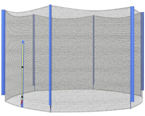 SPORTNOW Filet de Remplacement pour Trampoline, Filet de sécurité avec 1 Porte zipée pour Trampoline Ø305 cm et 6 poteaux