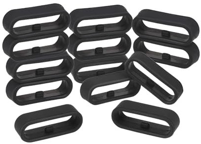 12 Pcs Watch Straps Retaining Loops, 20mm Rubber Watch Band Loops Replacement Silicone Watchband Fastener Rings Watch Strap Holder Loop Men's Black Watch Strap Keeper Smartwatch Accessories Parts