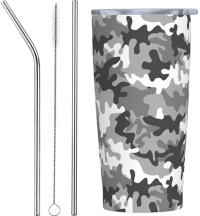 Ogniwo Digitaler Thermobecher, Edelstahl, isoliert, mit Deckel und Strohhalm, Geschenk für Damen und Herren