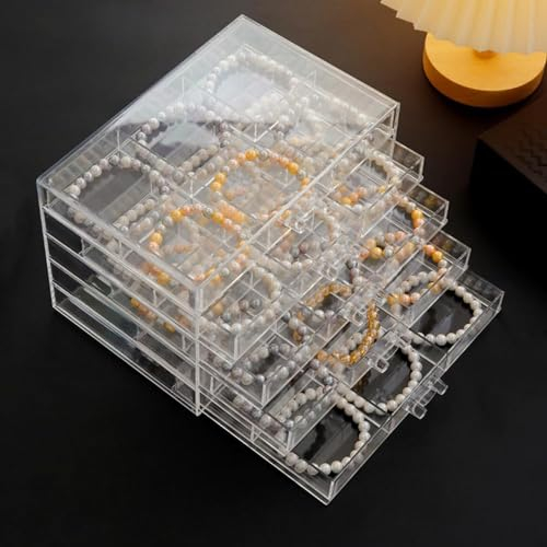 Zinaroty Acryl-Schmuck Aufbewahrungsbox, Ohrringe Aufbewahrungsbox mit 3/5 Schubladen, Clear Jewelry Organizer Für Frauen Mädchen (5 Drawers)