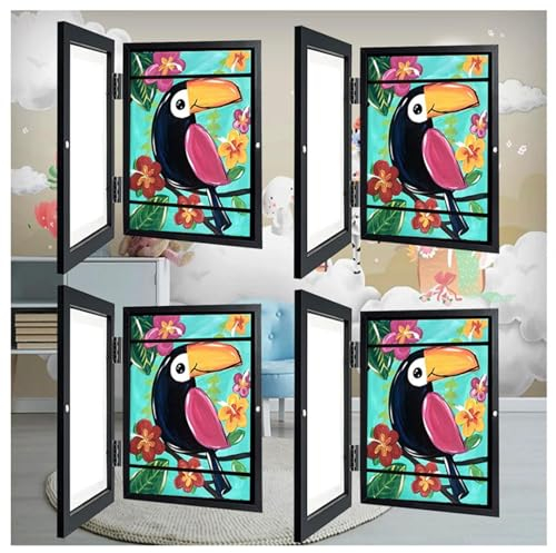 BefüLlbar Kinder Kunstfoto Rahmen, Bilderrahmen Zum öFfnen Acryl Kunst Fotorahmen Kunstfoto Rahmen Aufklappbar, Bilderrahmen Zum Aufklappen Kinderbilder,Schwarz-4Stück
