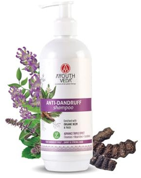Ayouthveda Shampoo gegen Schuppen, Förderung gesunden Haarwachstums & Kopfhautpflege, Vegan, 300ml