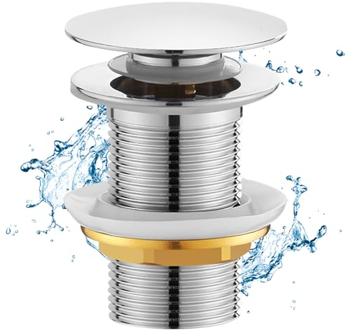 XEERUN Juego de desagüe para lavabo, válvula de desagüe, válvula de desagüe desplegable, lavabo sin rebosadero, desagüe para lavabo, acero inoxidable