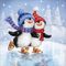 20 Servietten Winter Pinguine auf Schlittschuhe als Tischdeko. Papierservietten mit Motiv. Auch für Decoupage und Serviettentechnik 33x33cm