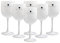 Val Francis Premium Plastic Wine & Cocktail Glasses - Set of 6 - Reusable, Unbreakable, Dishwasher Safe (White Glass | Blue Logo)