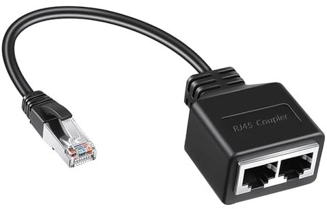 Adaptateur Répartiteur RJ45, RJ45 Ethernet Splitter 1 à 2 RJ45 Coupleur LAN Ethernet Répartiteur Compatible avec Cat5, Cat5e, Cat6, Cat7