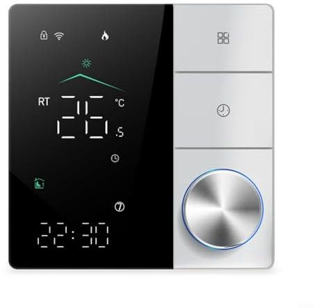 Per termostato intelligente, controllo WiFi, programma facile per riscaldamento/raffreddamento efficiente (bianco+nero)