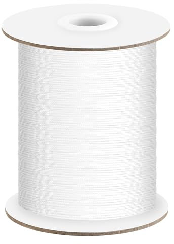 200 Yardas Hilo para Estores de 1 mm Cuerda Trenzada de Recambio, Trenza Veneciana Color Blanco de Nailon para Persiana de Aluminio, Planta de Jardinería y Manualidades