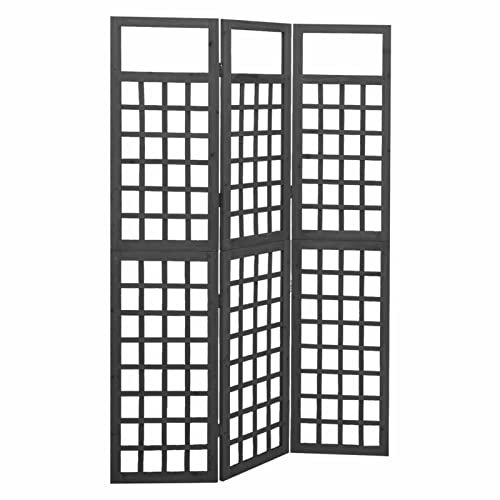 ShGaxin 3-TLG. Paravent/Spalier, Trennwand, Raumteiler, Umkleidekabine, Spanische Wand, Privacy Screen, Sichtschutzwand, Massivholz Tanne Schwarz 121x180 cm