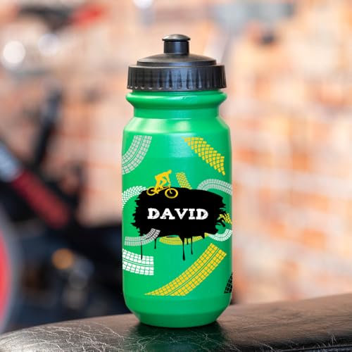 Wanapix | Bidon de Cyclisme Personnalisé | Couleur Verte | Gourde pour Vélo avec la Photo ou le Nom de Votre Choix | Capacité de 620 ml | Sans BPA | Aventure Vélo + Nom