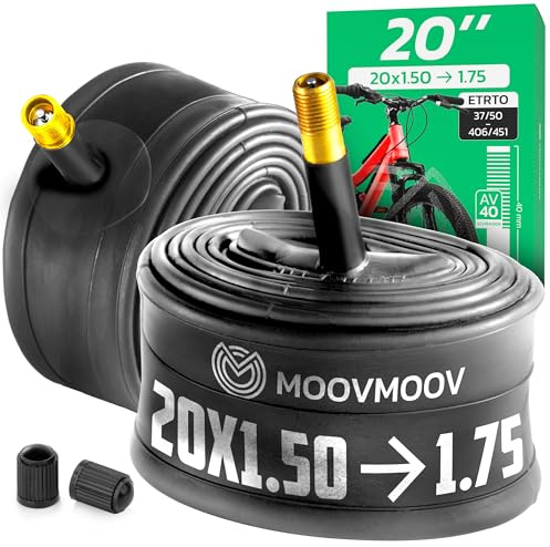 MOOVMOOV Fahrradschlauch 20 Zoll - Für Reifen 20x1.50, 20x1.60, 20x1.70, 20x1.75 mit ETRTO 40-406, 44-406, 47-406, 50-406 und mehr - Schrader-Ventil - 2er Set