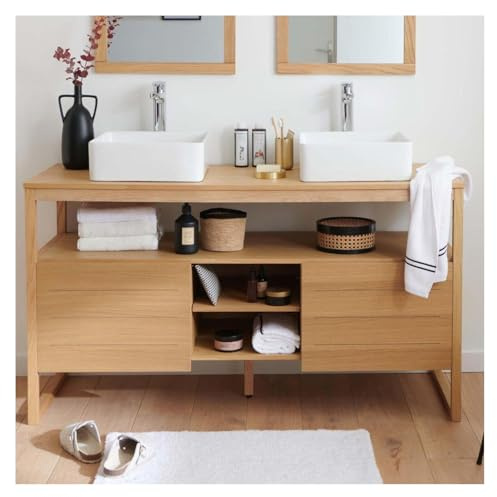MOB-IN Ensemble Meuble Double Vasque Atoll 140 cm + Vasques + Robinets