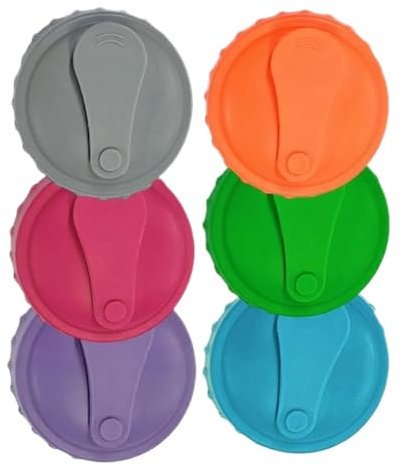 6Pcs Silicone Soda Can Lids, Reusable Soda Cans Cover Straw Cans Lid Leak-Proof Portable Sealer Can Toppers, Silicone Carbonation Preserving Bar Tool for Beer, Beverage Storage, Juice