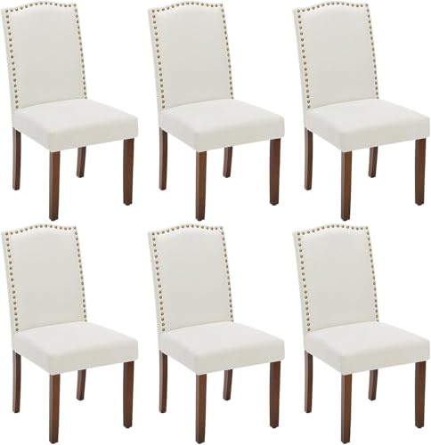 DUMOS Esszimmerstühle 6er Set, Elegant und Schön Modern Stühle Esszimmer, Pu-Leder Gepolstert küchenstühle, Esszimmerstuhl Geeignet für Küche, Wohnzimmer, Schlafzimmer (Beige)