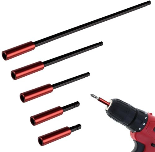 5 Pezzi Portainserti Lungo per Avvitatore, 50/60/100/150/300 mm Prolunghe Portainserti, Porta Inserti Magnetico Lungo Esagonale da 1/4, Prolunga Avvitatore, per Avvitatori Elettrici, Trapani