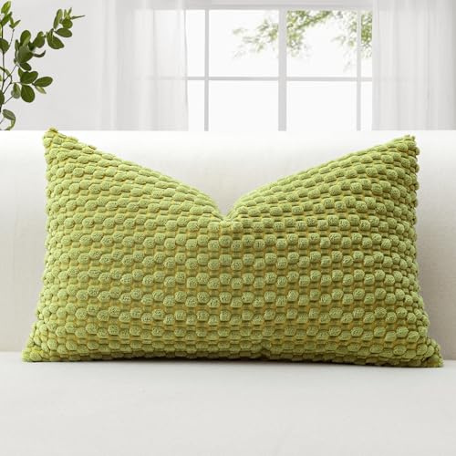 JOTOM 1 Stück Cord Kissenbezüge, 3D Bubble Texture Boho Zierkissenbezug Dekorative Sofakissen Dekokissen Kordsamt Kissenbezug Deko Kissenhülle für Couch Sofa Wohnzimmer (40x60cm, Grün)