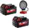 2X 18V 6.0Ah/6000mAh Ersatzakku für Milwaukee M18 Akku + LED Akku Lampe für Milwaukee M18B 48-11-1840 48-11-1828 48-11-1820 48-11-1815 48-11-1850