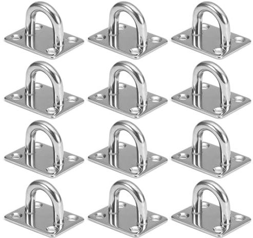 EXIN DECHEN Augplatte Edelstahl mit Öse, M5, 12 Stück | Decksplatte robust, Für Aufhängen von Gegenständen, Befestigungshaken, Wandhalterung, Sonnensegel Befestigung