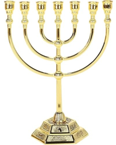 Dinntty 7-Armiger Menora-kerzenhalter, Ornament, Traditioneller Jüdischer Menora-chanukka-kerzenständer Für Zuhause, Festliche Feiern