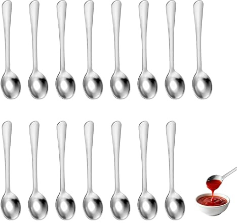 15 Stück Espressolöffel Mini, 7,5 cm Edelstahl espresso Löffel Klein, Cute Kleine Löffel, Esslöffel für Gewürze Salz Honig Teelöffel Espressolöffel (Silber)