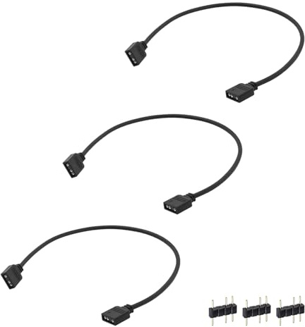 3 piezas Cable Extensión ARGB 5V 3 Pines de 50 cm, 3 Conectores Macho,ARGB Extension Cable, Hub para Ventiladores y Tiras LED Direccionables, Cable de Extensión de Señal Estable para PC Gaming