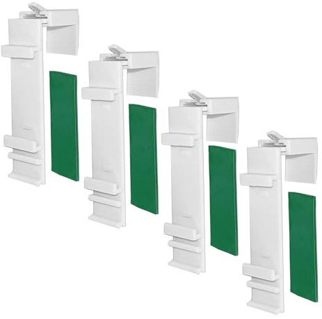 Supports de Fixation pour Stores enrouleurs Duo sans perçage – 4 pièces, Accessoires de Montage universels pour fenêtres PVC et Portes-fenêtres, Installation Stable par Clips et adhésif