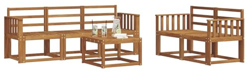 vidaXL Outdoor-Sofagarnitur 6 pcs Natur Massivholz Akazie, Outdoor-Sofa, modernes Modul-Design, Lounge-Set für Terrassen, strapazierfähige Gartenmöbel für den Outdoor-Komfort
