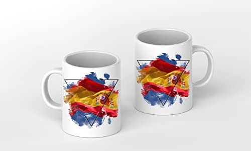 deyoli Taza con diseño de la Bandera de España en el Viento, 300 ml, de cerámica Blanca, Nueva Taza Favorita.