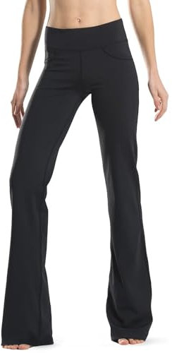 SAFORT Regular/Tall Bootcut Yoga Hose mit 71cm/76cm/81cm/86cm Schrittlänge, 4 Hosentaschen,Lange Bootleg-Hose - Schwarz - XXL
