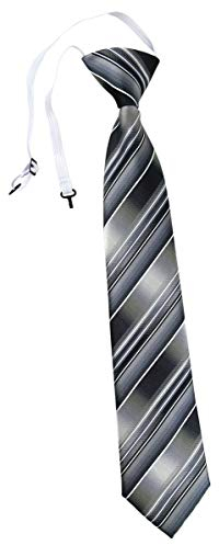 TigerTie Security Sicherheits Krawatte in grau silber anthrazit hellgrau gestreift - vorgebunden mit Gummizug