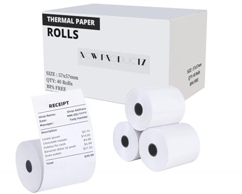 Now Products 57 x 57mm Premium Thermal Till Rolls (40 Rolls) for EPOS Printer, POS Terminal, Thermal Cash Registers