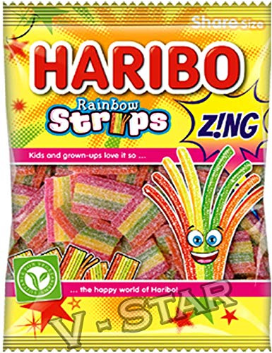 2 x BAGS HARIBO SWEETS PACKS - FRESH STOCK (STRIPS ZING 130g)