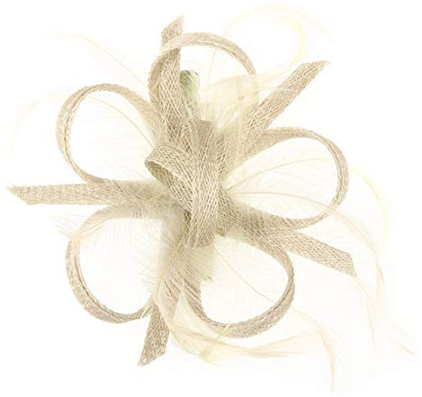 McBURN Clip Fascinator Haarschmuck Kopfschmuck Anlasshut Damen - Made in Italy Sommer Frühling-Sommer - One Size cremeweiß