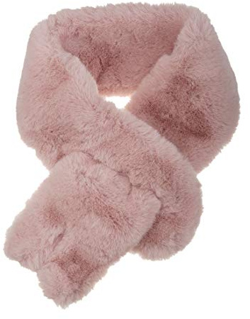 sourcing map Soffice pelliccia sintetica collare sciarpa orecchie di coniglio peluche collo avvolgere caldo invernale per le donne, rosa, 85*10cm/33.46*3.94(L*W)