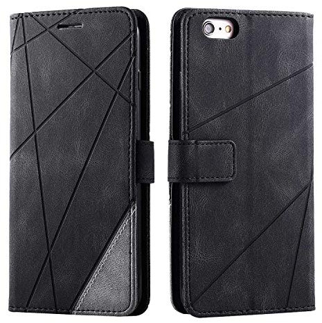 SONWO Case for iPhone 6S Plus/iPhone 6 Plus Case, Premium Leather Flip Wallet Case Magnetic Closure Card Slots Kickstand Phone Case for iPhone 6S Plus/iPhone 6 Plus, Black
