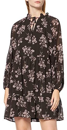 NA-KD Mujer Tie Neck Mini Dress Casual, Flower Print, EU 36
