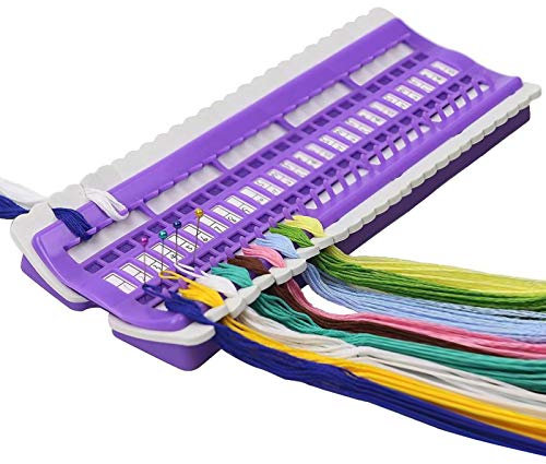 Stickgarn Organizer 50 Positionen Kreuzstich Fadenhalter, Sticktwist Organizer, Embroidery Thread Organizer Praktischer Stickerei Floss Organizer Kreuzstich Werkzeug, PU Material, Lila