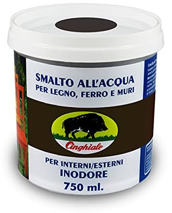 Cinghiale 807 Smalto all'Acqua 0,75 Litri Marrone per Legno, Ferro e Muri Inodore per Interni ed Esterni VOC Bassissimi