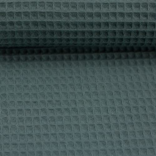 MAGAM-Stoffe Ella Waffel Stoff 100% Baumwollstoff Oeko-Tex Meterware 50cm (19. Smaragd)