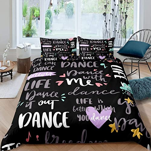 Loussiesd Hippie-Graffiti-Bettwäsche-Set für Kinder Mädchen Tanzen Life Bettbezug Graffiti Kunst Bettwäsche 135x200cm Hip Hop Straßenkultur Bettwäsche Set Zimmerdekoration 2 Stück