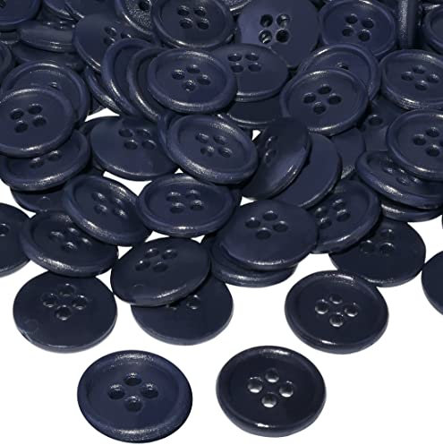 AERZETIX - C56515 - Satz von 100 Knöpfe zum nähen runden Ø15x3 mm mit 4 löchern - farbe indigoblau dunkel 24L L24 - aus kunststoff - öffnung 2 mm - kurzwaren nähen kleidung mode stricken decoration