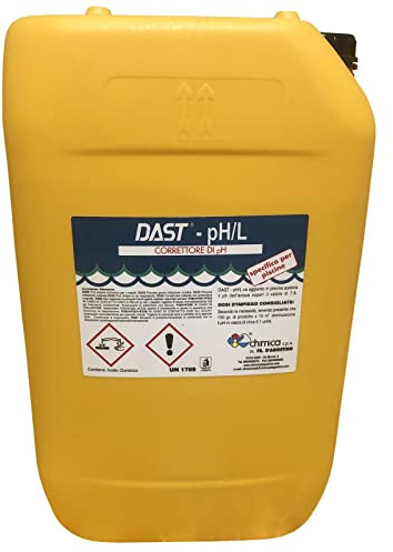La zappa Correcteur Professionnel Réducteur Liquide PH Moins Dast PHL pour Piscines à Action Rapide (25 litres)